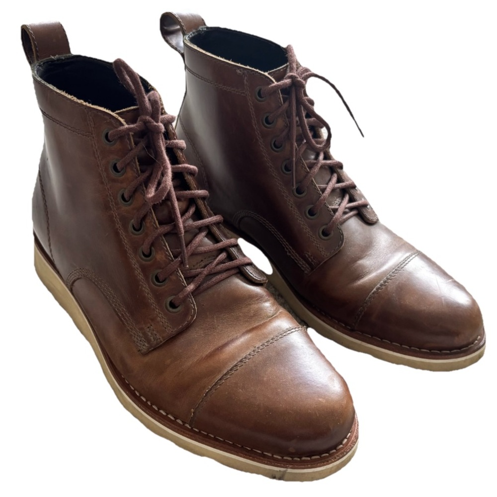 HELM Brown Leather Boots with Durable Design Size 8.5 Stylish Classic Casual